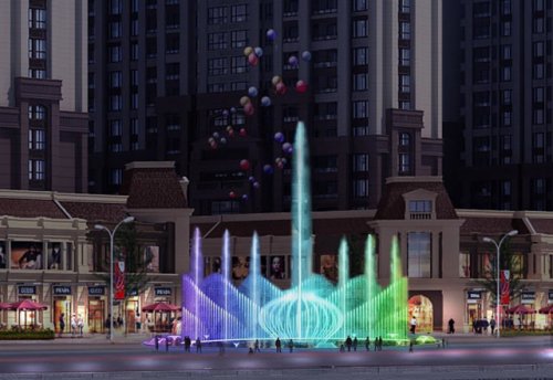 商務(wù)辦公樓廣場旱地噴泉